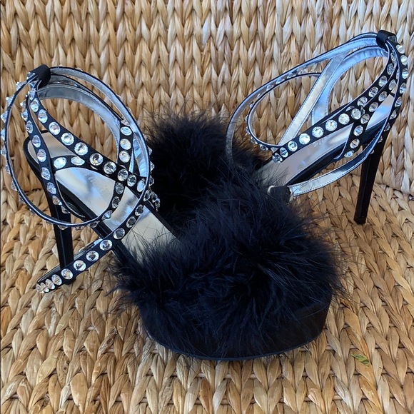 Sugar Thrillz Marabou & Rhinestone Platforms 9M - Picture 10 of 10